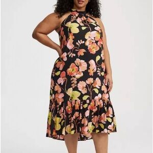 Torrid Black Floral Midi Dress